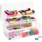 Art and Craft Supply Case, Clear Storage Art Tool Box, Organizer with 2 Trays (9 x 5 x 4.25 in)